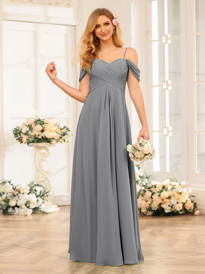Forme Princesse Bretelles spaghetti Longue Robes de soirée de mariage avec Ruché