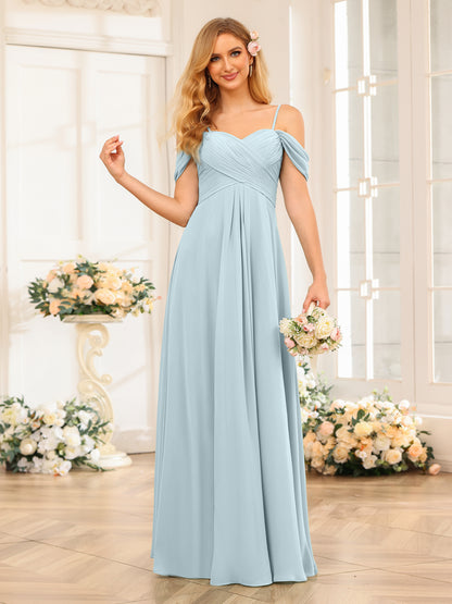 Forme Princesse Bretelles spaghetti Longue Robes de soirée de mariage avec Ruché