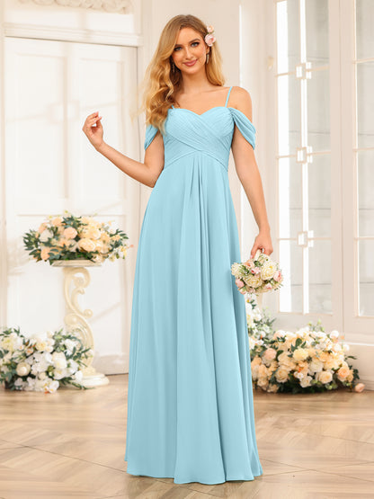 Forme Princesse Bretelles spaghetti Longue Robes de soirée de mariage avec Ruché