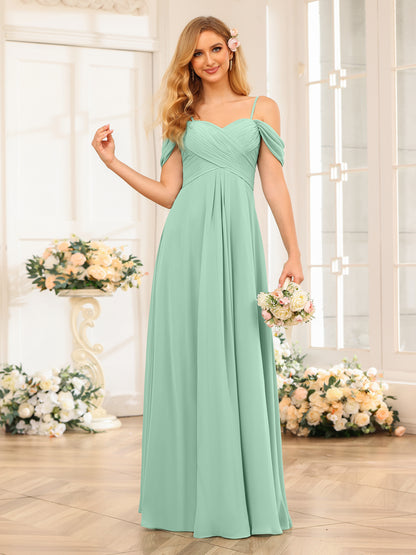 Forme Princesse Bretelles spaghetti Longue Robes de soirée de mariage avec Ruché