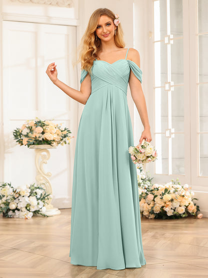 Forme Princesse Bretelles spaghetti Longue Robes de soirée de mariage avec Ruché