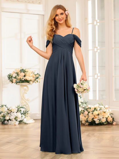 Forme Princesse Bretelles spaghetti Longue Robes de soirée de mariage avec Ruché