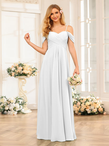 Forme Princesse Bretelles spaghetti Longue Robes de soirée de mariage avec Ruché