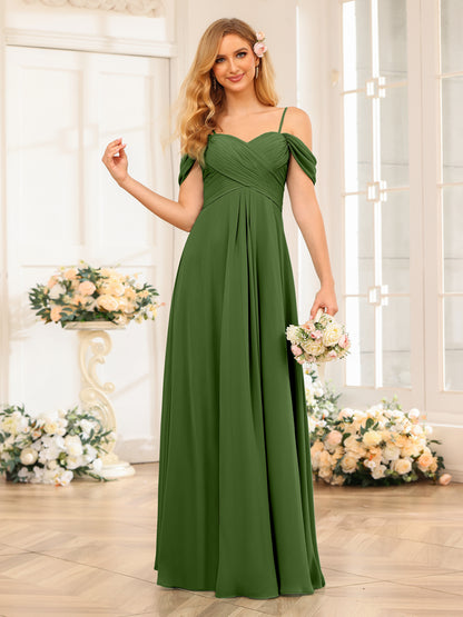 Forme Princesse Bretelles spaghetti Longue Robes de soirée de mariage avec Ruché