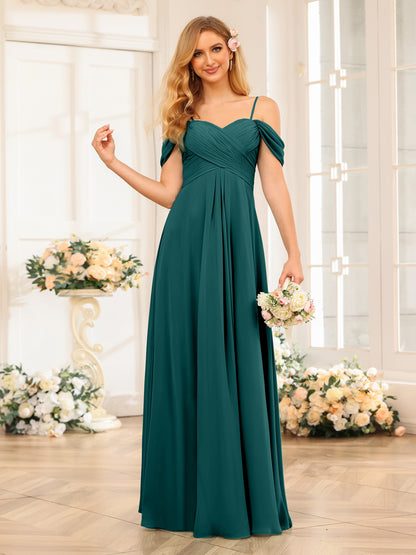 Forme Princesse Bretelles spaghetti Longue Robes de soirée de mariage avec Ruché