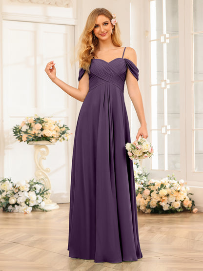 Forme Princesse Bretelles spaghetti Longue Robes de soirée de mariage avec Ruché