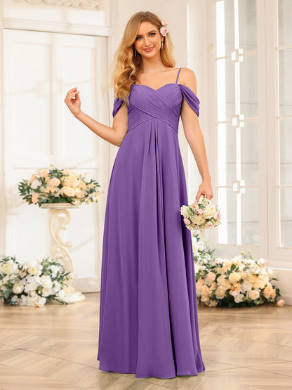Forme Princesse Bretelles spaghetti Longue Robes de soirée de mariage avec Ruché