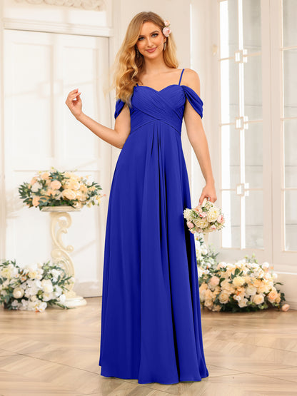 Forme Princesse Bretelles spaghetti Longue Robes de soirée de mariage avec Ruché