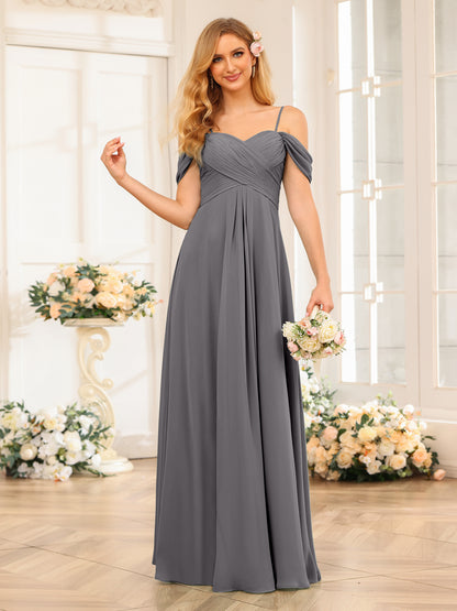 Forme Princesse Bretelles spaghetti Longue Robes de soirée de mariage avec Ruché