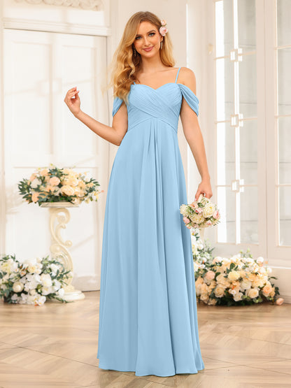 Forme Princesse Bretelles spaghetti Longue Robes de soirée de mariage avec Ruché