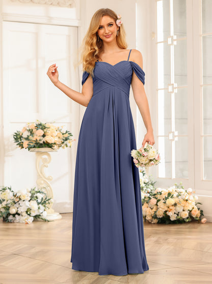 Forme Princesse Bretelles spaghetti Longue Robes de soirée de mariage avec Ruché