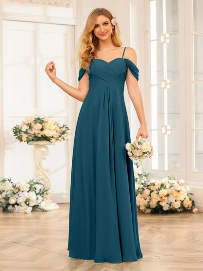 Forme Princesse Bretelles spaghetti Longue Robes de soirée de mariage avec Ruché