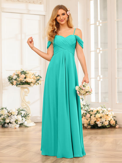 Forme Princesse Bretelles spaghetti Longue Robes de soirée de mariage avec Ruché