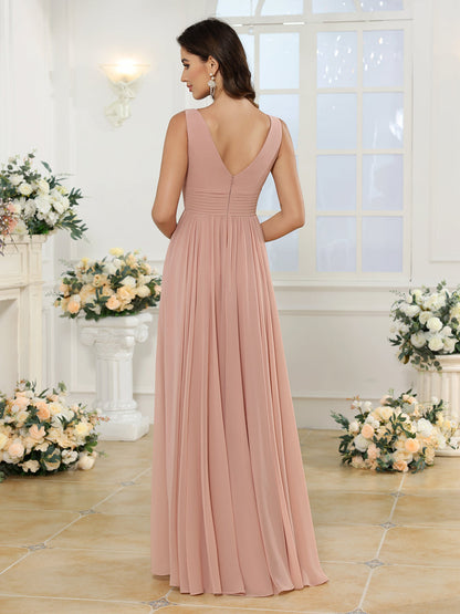 Robe de Mariée Longue Coupe A-Line/Princess à Col En V avec Fente Sur Le Côté et Poches