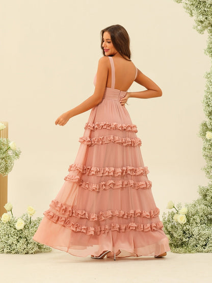 Robes de Demoiselle d'Honneur Sans Manches Coupe A-Line/Princess Longueur Au Sol avec Appliques