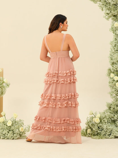 Robe de Demoiselle d'Honneur Grande Taille Sans Manches Coupe A-Line/Princess Longueur Au Sol avec Appliques