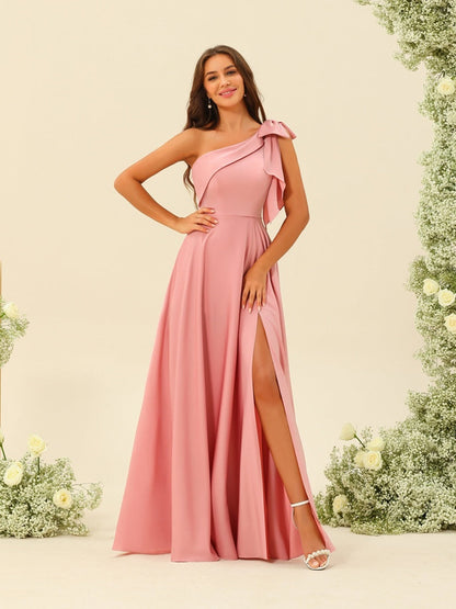 Robes de Demoiselle d'Honneur A-Line/Princess à Une Épaule et à Fente Latérale