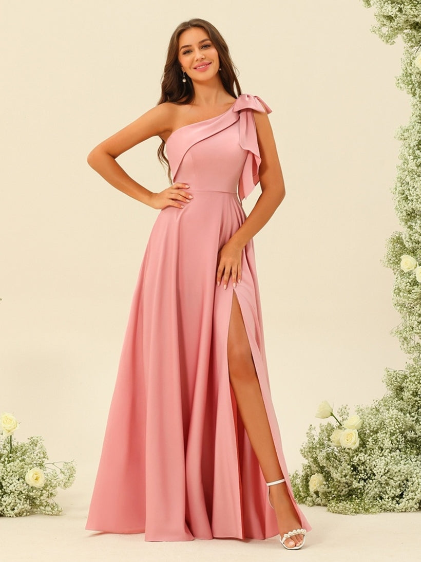 Robes de Demoiselle d'Honneur A-Line/Princess à Une Épaule et à Fente Latérale
