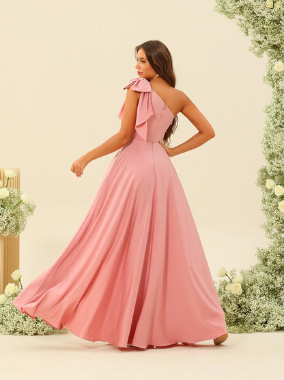 Robes de Demoiselle d'Honneur A-Line/Princess à Une Épaule et à Fente Latérale