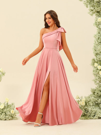 Robes de Demoiselle d'Honneur A-Line/Princess à Une Épaule et à Fente Latérale