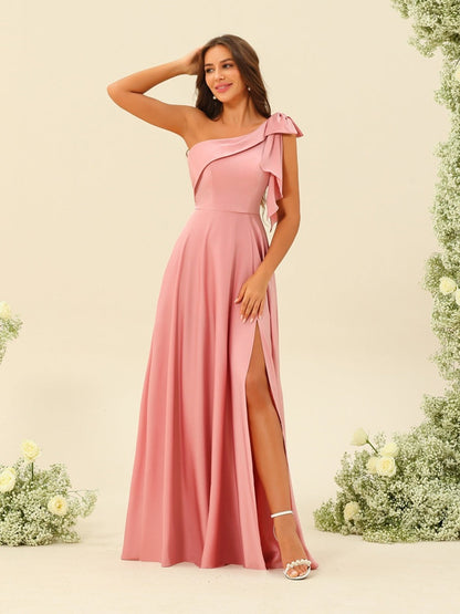 Robes de Demoiselle d'Honneur A-Line/Princess à Une Épaule et à Fente Latérale