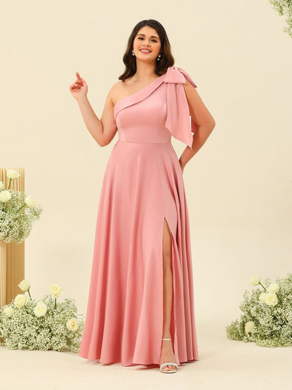 Robes de Demoiselle d'Honneur A-Line/Princess à Une Épaule et à Fente Latérale