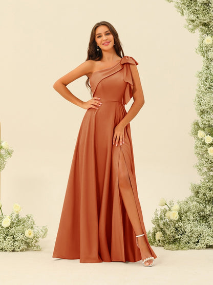 Robes de Demoiselle d'Honneur A-Line/Princess à Une Épaule et à Fente Latérale