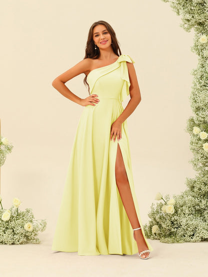 Robes de Demoiselle d'Honneur A-Line/Princess à Une Épaule et à Fente Latérale