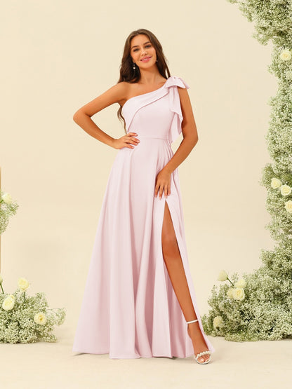 Robes de Demoiselle d'Honneur A-Line/Princess à Une Épaule et à Fente Latérale