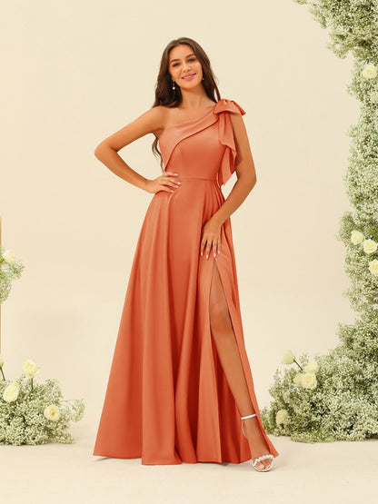 Robes de Demoiselle d'Honneur A-Line/Princess à Une Épaule et à Fente Latérale