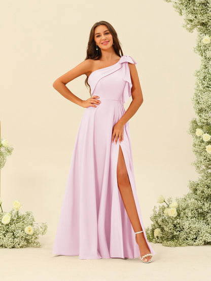 Robes de Demoiselle d'Honneur A-Line/Princess à Une Épaule et à Fente Latérale