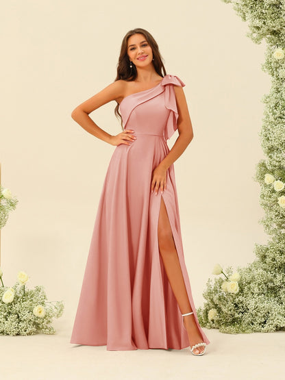 Robes de Demoiselle d'Honneur A-Line/Princess à Une Épaule et à Fente Latérale