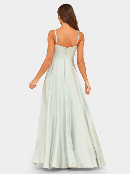 Robe de Soirée Trapèze/Princesse à Bretelles Spaghetti Sans Manches avec Fente Sur Le Côté