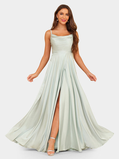 Robe de Soirée Trapèze/Princesse à Bretelles Spaghetti Sans Manches avec Fente Sur Le Côté