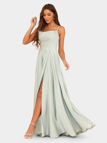 Robe de Soirée Trapèze/Princesse à Bretelles Spaghetti Sans Manches avec Fente Sur Le Côté