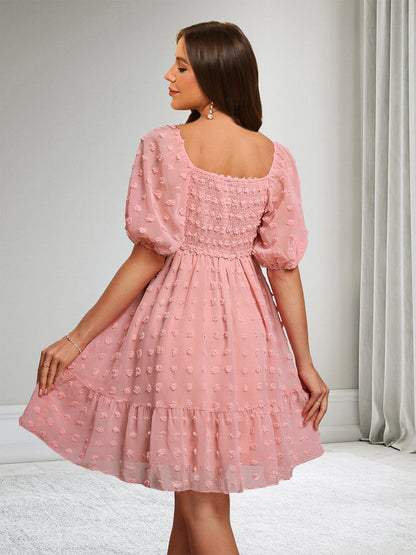 Robes de Maternité Classiques A-Line/Princesse Col V Manches Courtes avec Pois et Volants
