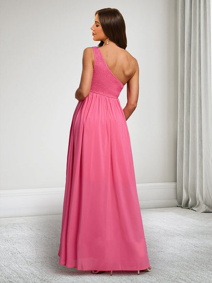 Robes de Maternité Plissées à Une Épaule Style A-Line/Princesse avec Fente Sur le Côté