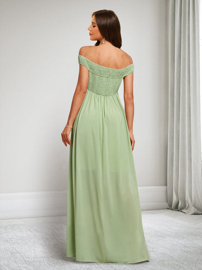 Robes de Maternité Ligne A/Princesse Décolleté Épaules Nues sans Manches Longueur Sol avec Plis