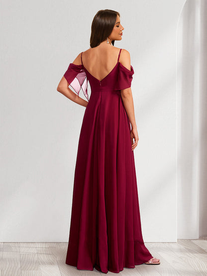 Robes de Maternité Ligne A/Princesse à Bretelles Spaghetti Longueur Sol avec Nœud et Plis