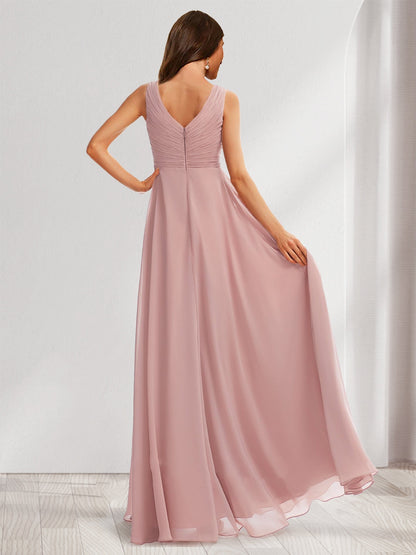 Robes de Maternité Douces à Col en V, sans Manches, Style A-Line/Princesse, Plissées et Froncées