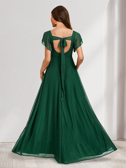 Robes de Maternité Longueur Sol Col en V Ligne A/Princesse avec Fente Latérale et Bretelles