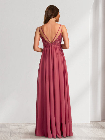 Robes de Maternité Longues Plissées avec Col en V, Style A-Line/Princesse, Ornées de Fronces et D'Appliques