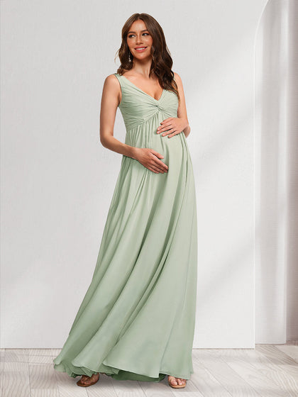 Robes de Maternité Ligne A/Princesse Col en V Plissé Longueur Au Sol avec Plis