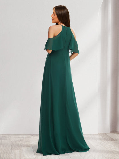 Robes de Maternité Élégantes à Col Halter et Épaules Dénudées Style A-Line/Princesse avec Volants