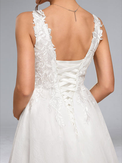 Robe de Bal Col V sans Manches Longue Élégante pour Grossesse avec Appliqués