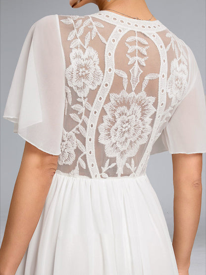 Robes de Maternité Ligne A/Princesse Col en V Manches Courtes avec Applications Brodées