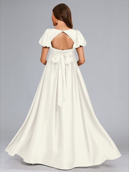 Robes de Maternité Ligne A/Princesse Col V Manches Courtes avec Nœud et Volants