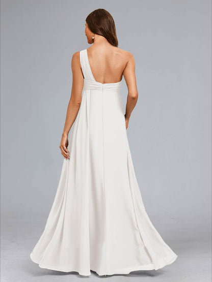 Robes de Maternité Plissées à Une Épaule sans Manches Style A-Line/Princesse avec Volants