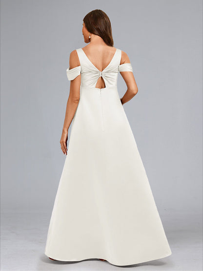 Robes de Maternité Longueur Sol à Épaules Dénudées Style A-Line/Princesse avec Boutons