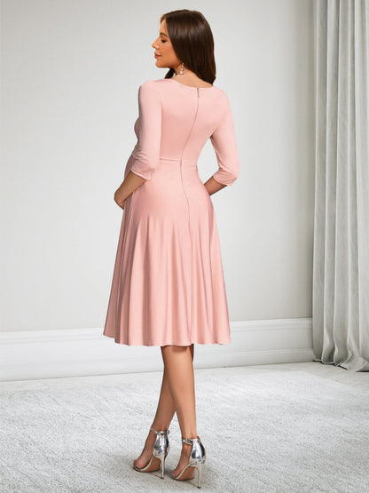Robe d'Invitée de Mariage de Maternité Ligne A/Princesse Col Rond Demi-manches Longueur Genou
